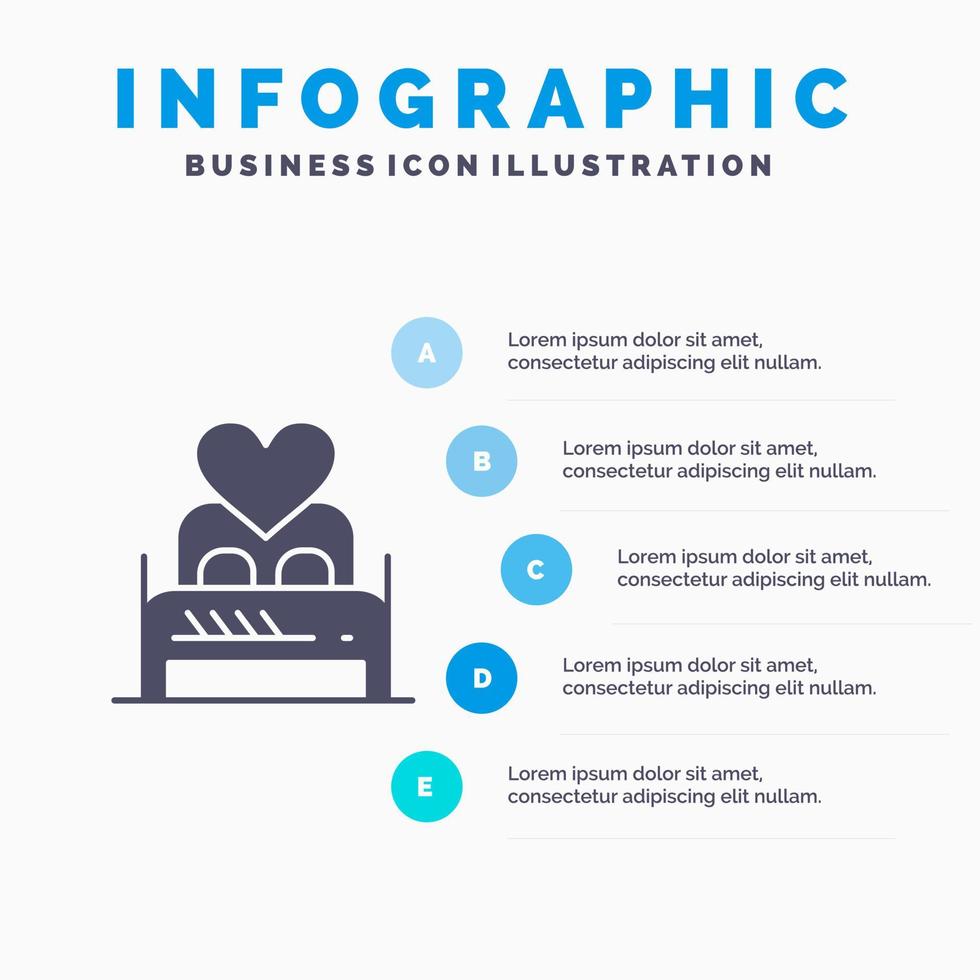 bed liefde minnaar paar Valentijn nacht kamer solide icoon infographics 5 stappen presentatie achtergrond vector