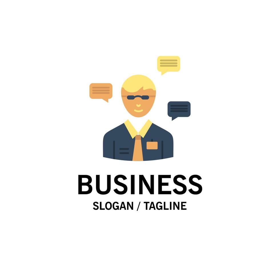 Mens manager sms babbelen pop-up bedrijf logo sjabloon vlak kleur vector