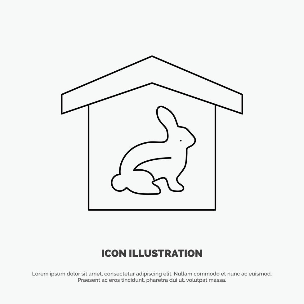huis konijn Pasen natuur lijn icoon vector