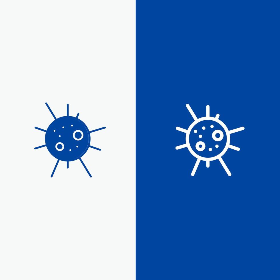 bacterie ziekte virus lijn en glyph solide icoon blauw banier lijn en glyph solide icoon blauw banier vector