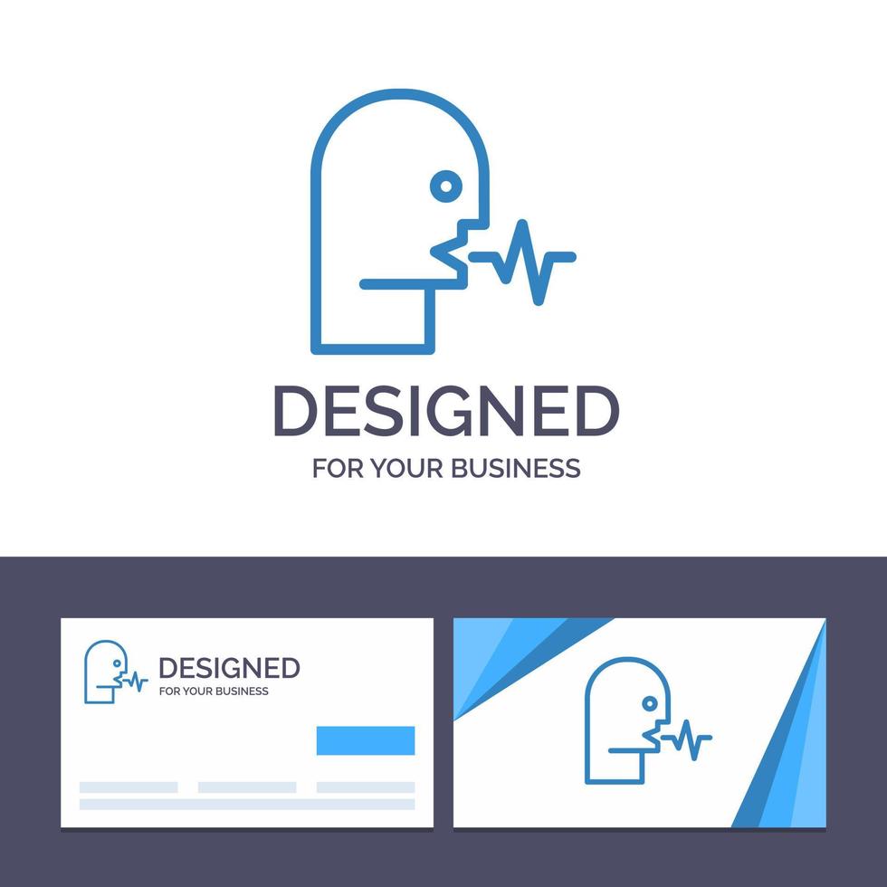 creatief bedrijf kaart en logo sjabloon audio menselijk persoon toespraak praten vector illustratie