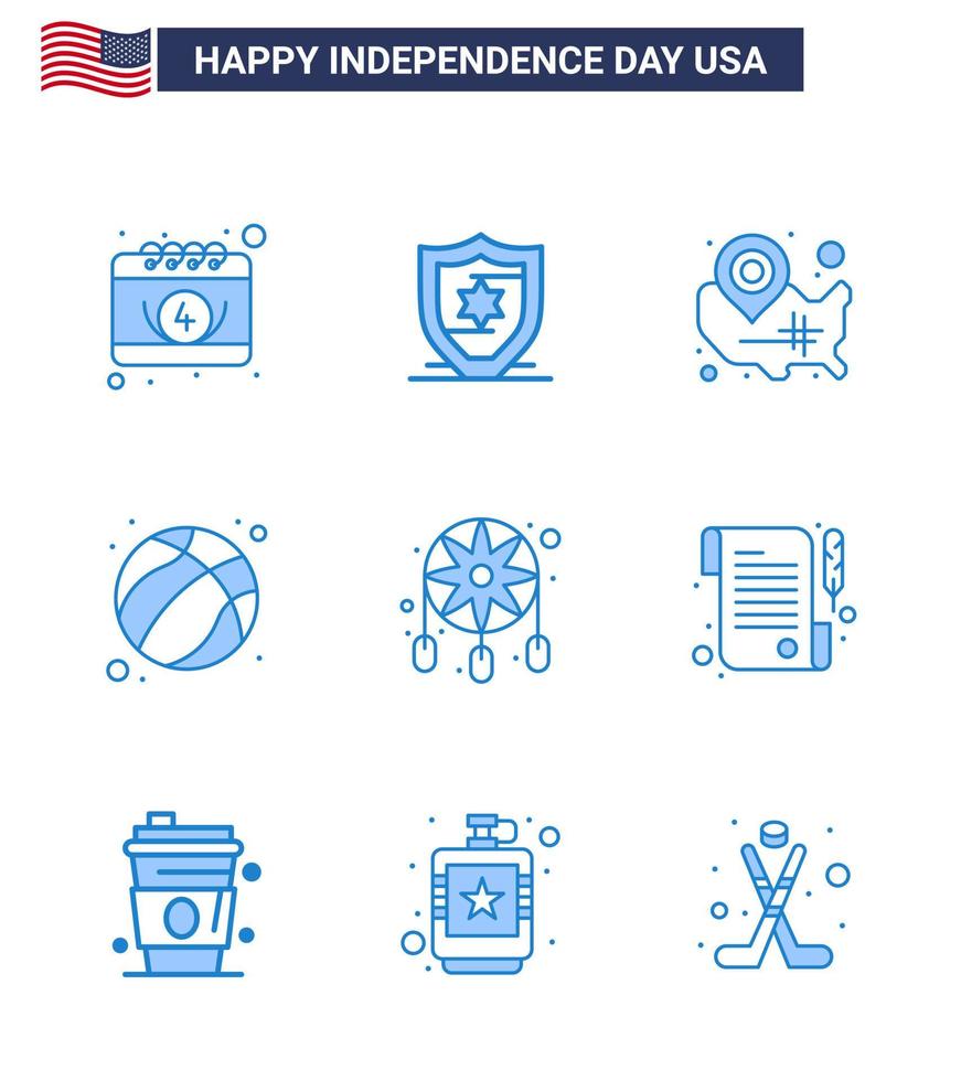 reeks van 9 Verenigde Staten van Amerika dag pictogrammen Amerikaans symbolen onafhankelijkheid dag tekens voor decoratie Verenigde Staten van Amerika staten Amerikaans voetbal Amerikaans bewerkbare Verenigde Staten van Amerika dag vector ontwerp elementen