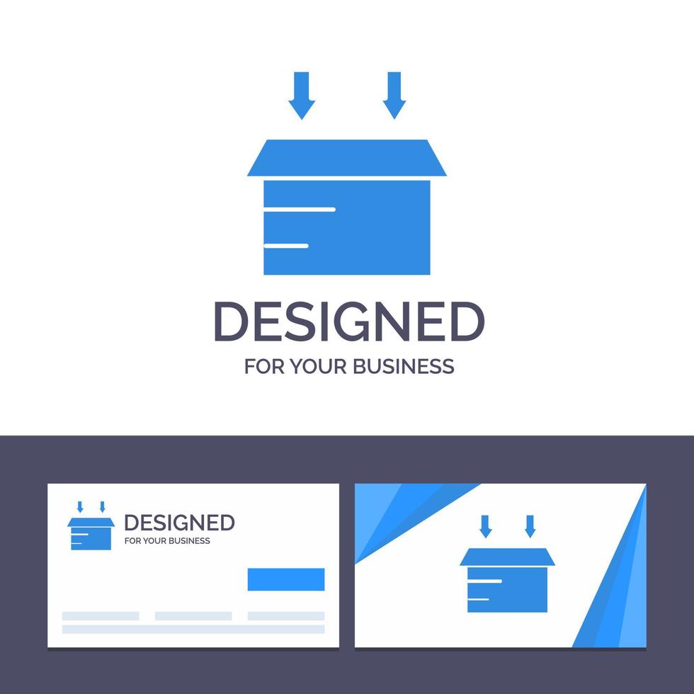 creatief bedrijf kaart en logo sjabloon doos logistiek Open vector illustratie