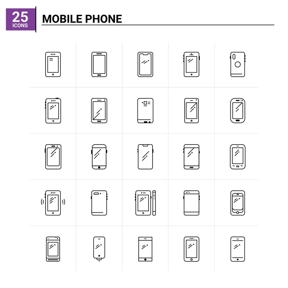 25 mobiel telefoon icoon reeks vector achtergrond