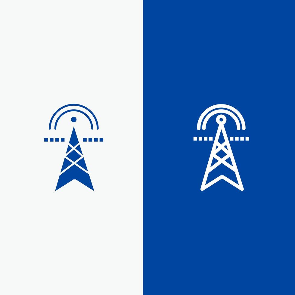 elektrisch toren elektriciteit macht toren berekenen lijn en glyph solide icoon blauw banier vector