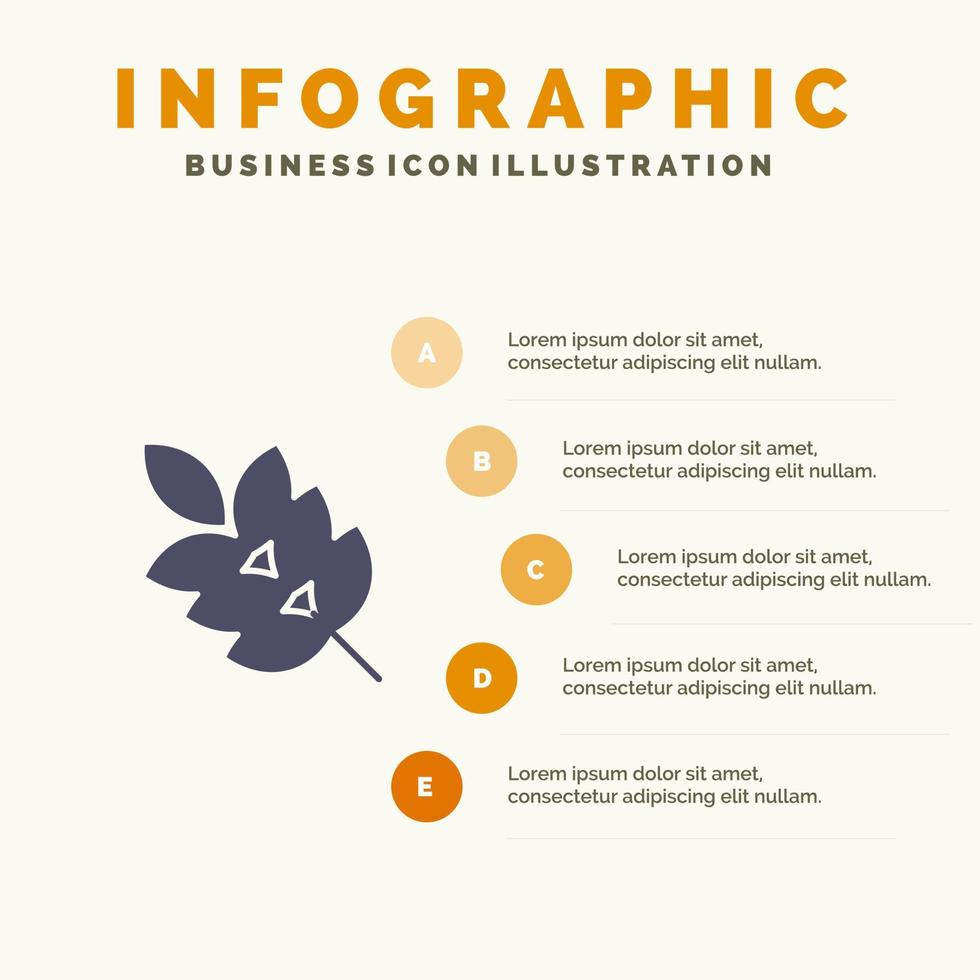 ecologie groen blad fabriek voorjaar solide icoon infographics 5 stappen presentatie achtergrond vector