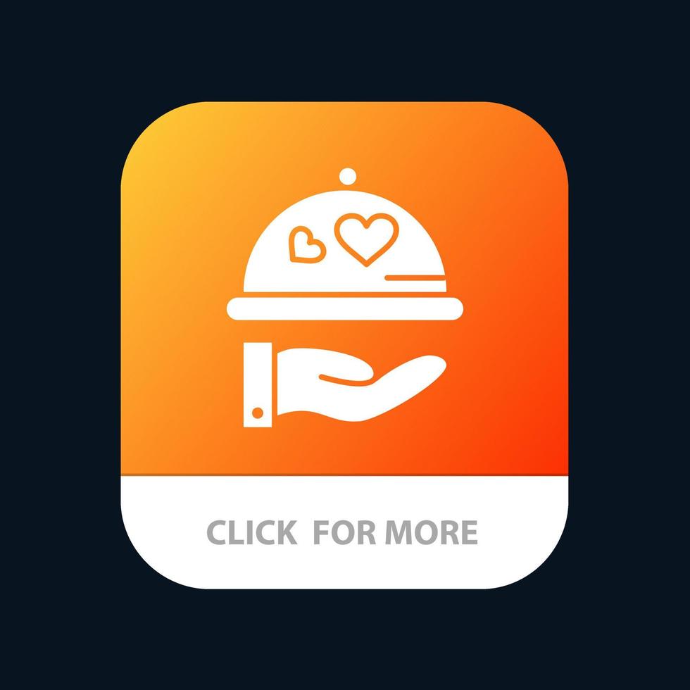 schotel liefde bruiloft hart mobiel app knop android en iOS glyph versie vector