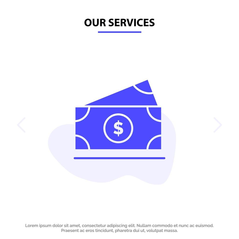 onze Diensten dollar geld Amerikaans Verenigde Staten van Amerika solide glyph icoon web kaart sjabloon vector