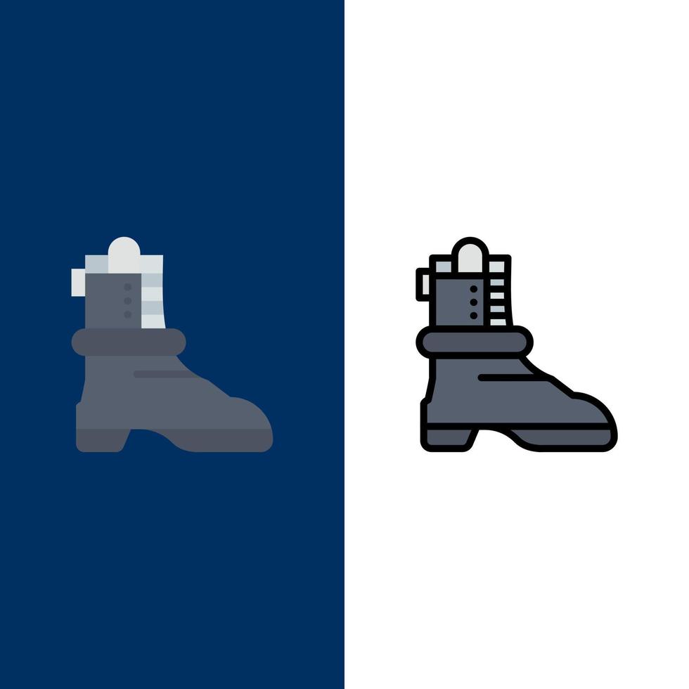 schoenen bagageruimte Amerikaans pictogrammen vlak en lijn gevulde icoon reeks vector blauw achtergrond