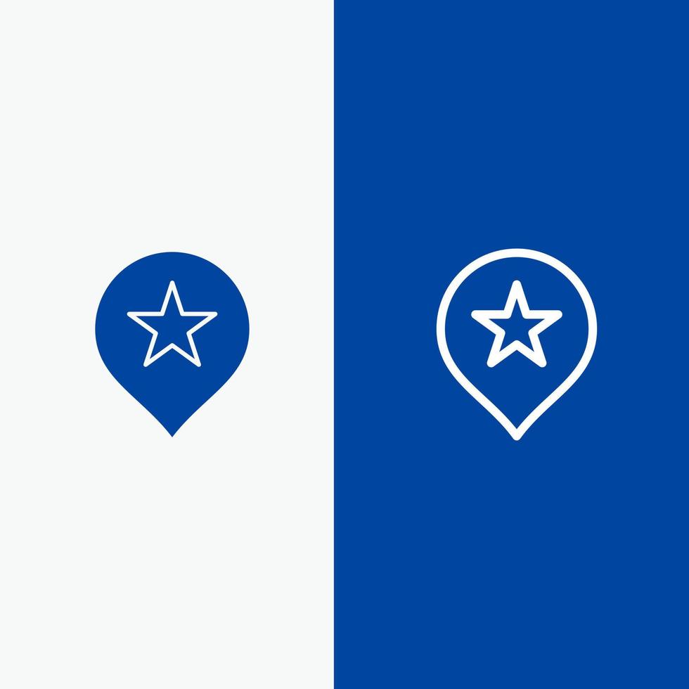 plaats staren navigatie lijn en glyph solide icoon blauw banier lijn en glyph solide icoon blauw banier vector