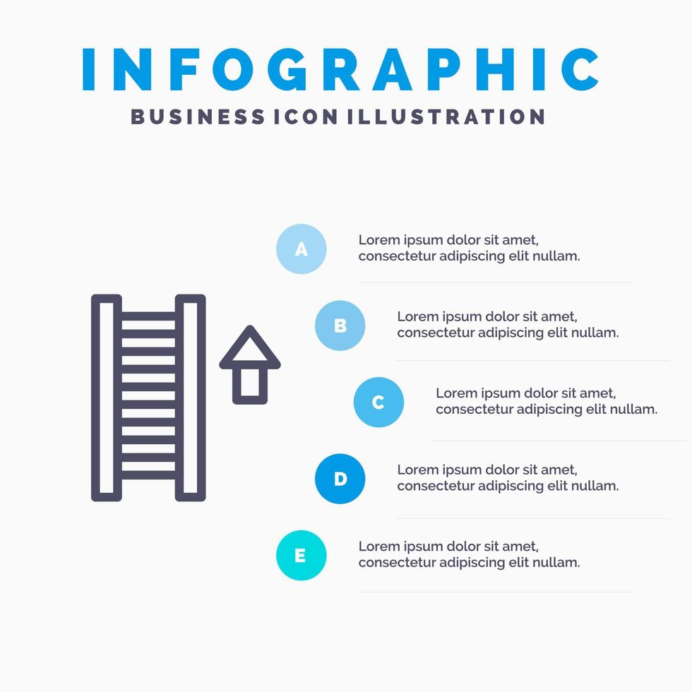 ladder trap trappenhuis pijl lijn icoon met 5 stappen presentatie infographics achtergrond vector