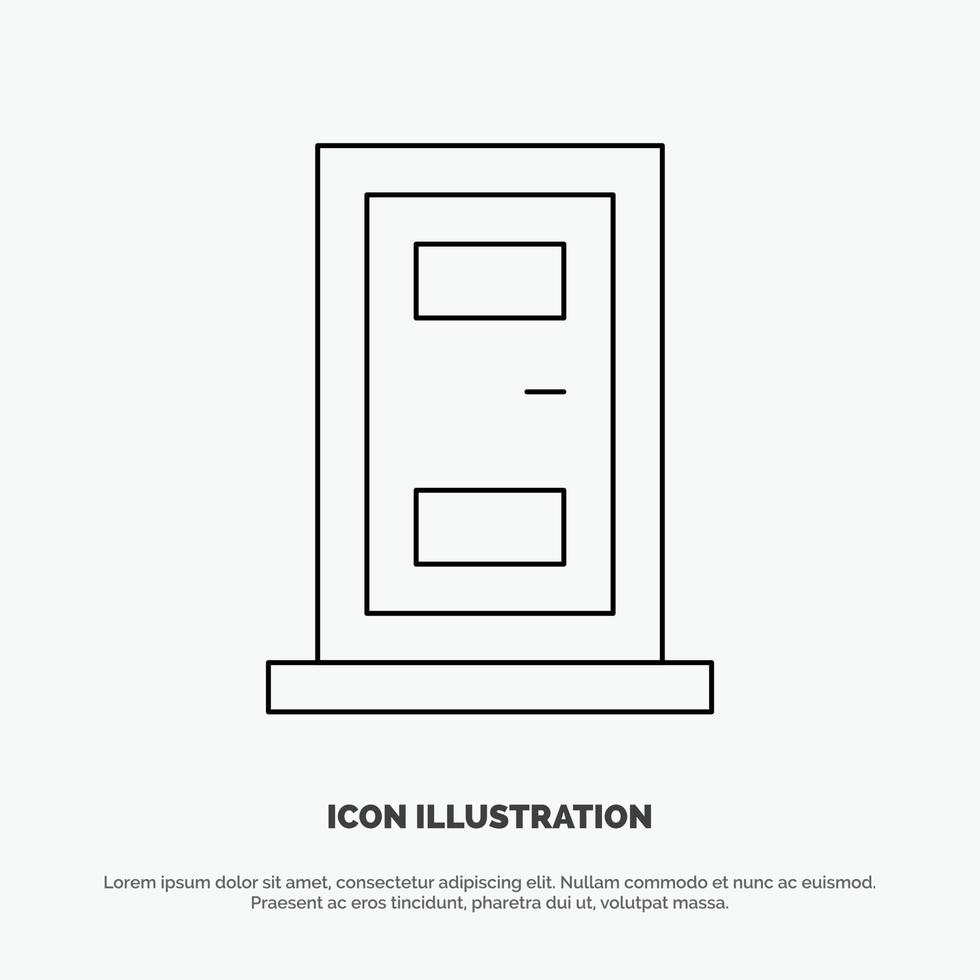 bouw deur huis lijn icoon vector