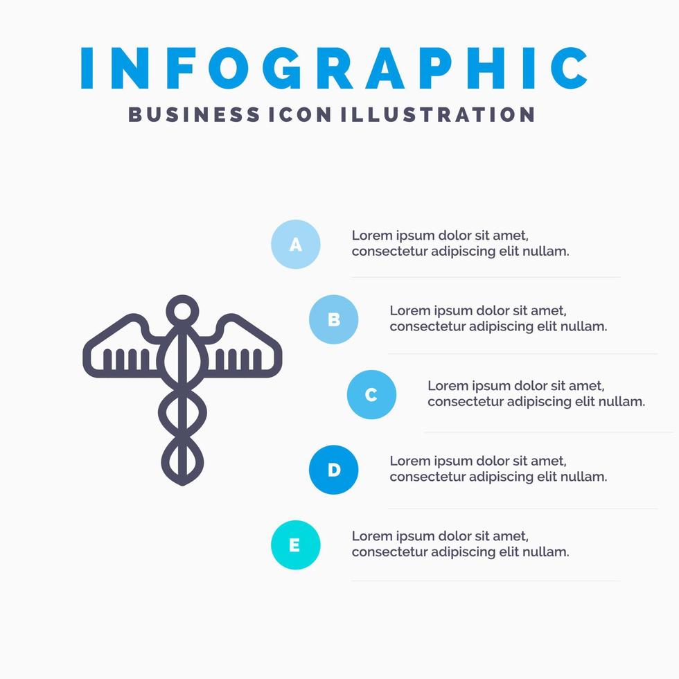 medisch symbool hart Gezondheid zorg lijn icoon met 5 stappen presentatie infographics achtergrond vector