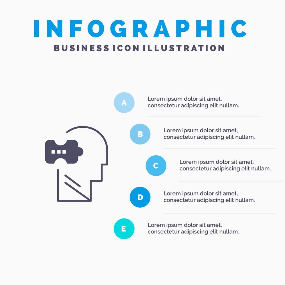 logica geest probleem oplossen solide icoon infographics 5 stappen presentatie achtergrond vector