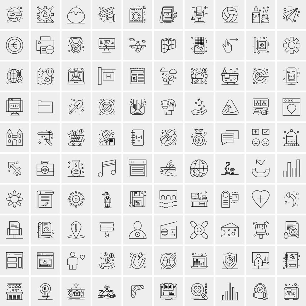 100 universeel zwart lijn pictogrammen Aan wit achtergrond vector
