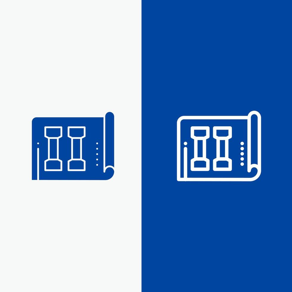 uitrusting geschiktheid voorraad sport- lijn en glyph solide icoon blauw banier lijn en glyph solide icoon blauw banier vector