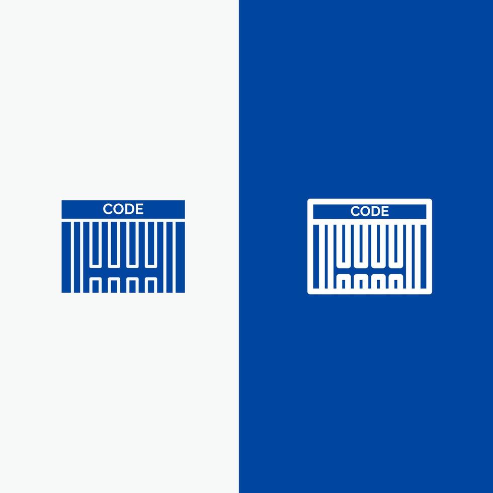 bar streepjescode code boodschappen doen lijn en glyph solide icoon blauw banier vector