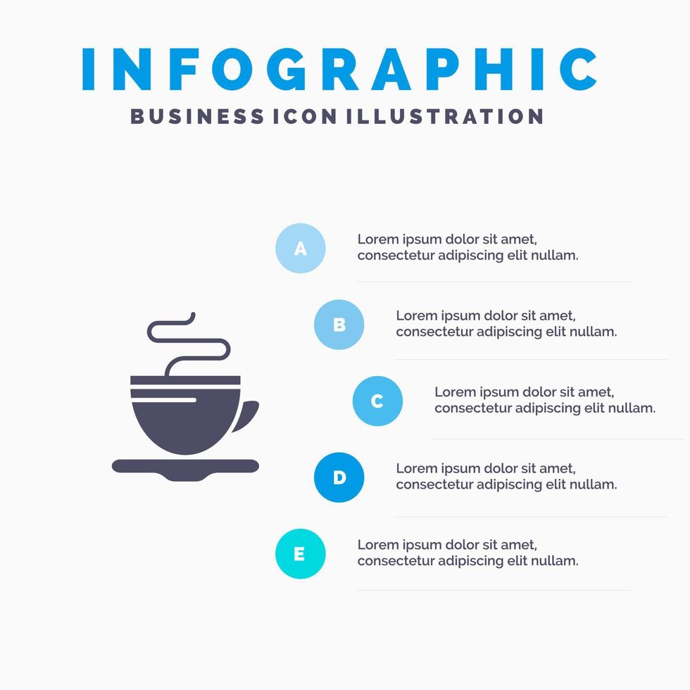 thee kop koffie hotel infographics presentatie sjabloon 5 stappen presentatie vector