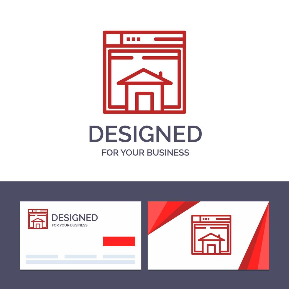 creatief bedrijf kaart en logo sjabloon huis verkopen web lay-out bladzijde website vector illustratie