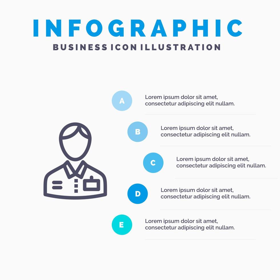 loopjongen piccolo portier hotel onderhoud blauw infographics sjabloon 5 stappen vector lijn icoon sjabloon