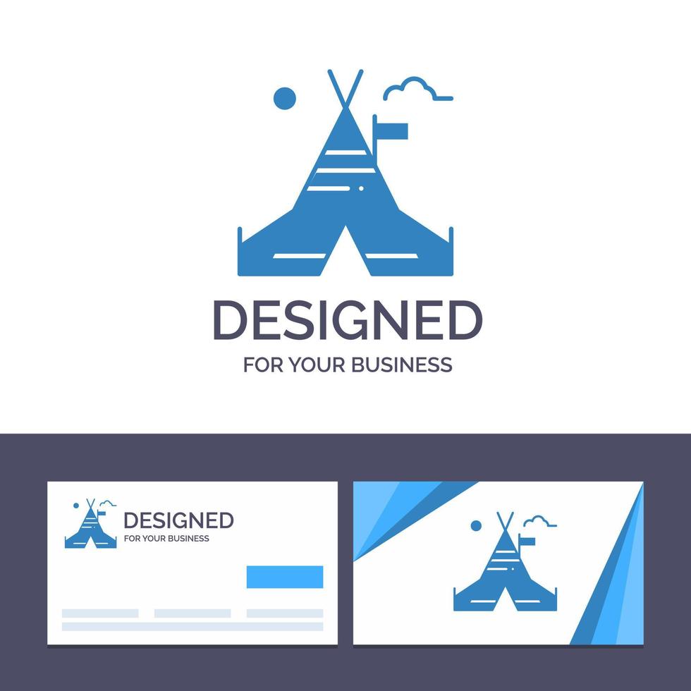 creatief bedrijf kaart en logo sjabloon tent vrij tent kamp Amerikaans vector illustratie