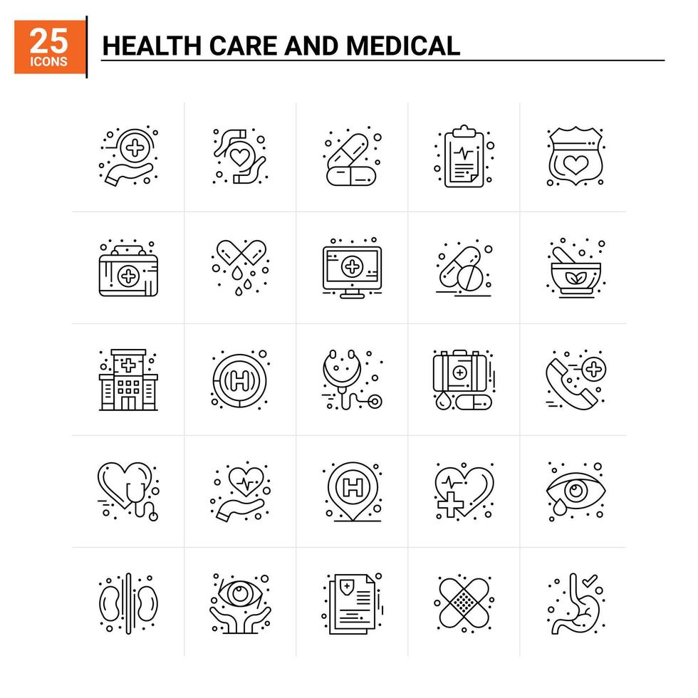 25 Gezondheid zorg en medisch icoon reeks vector achtergrond
