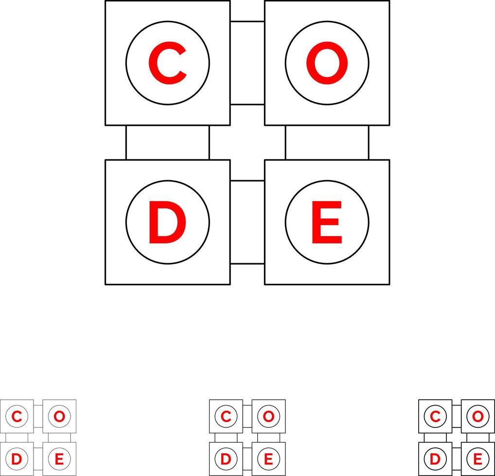 code aan het leren code aan het leren onderwijs stoutmoedig en dun zwart lijn icoon reeks vector