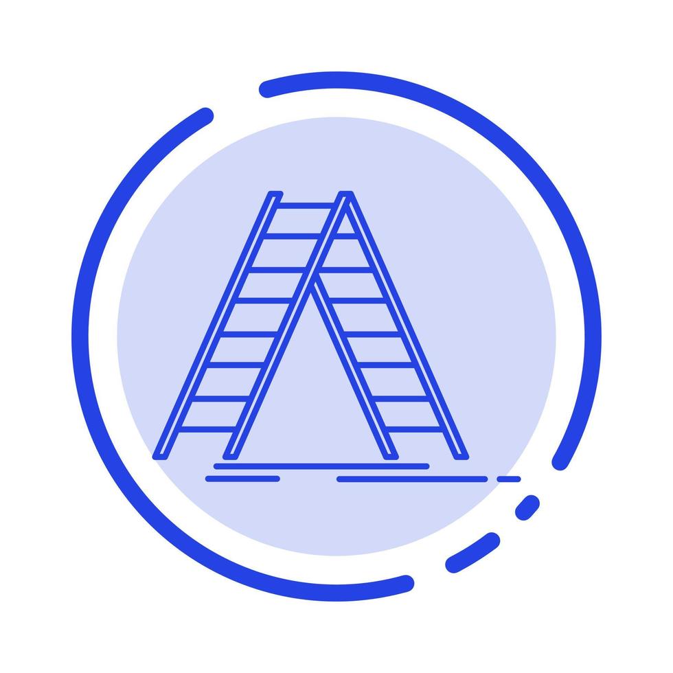 ladder gebouw bouw reparatie blauw stippel lijn lijn icoon vector