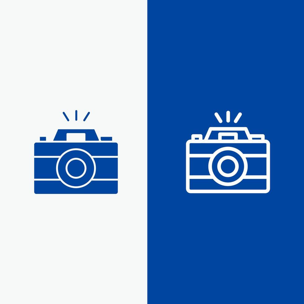 camera beeld foto afbeelding lijn en glyph solide icoon blauw banier vector