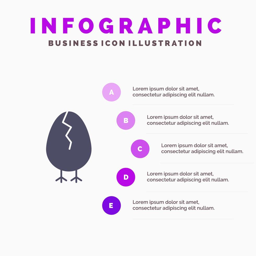 kip Pasen baby gelukkig solide icoon infographics 5 stappen presentatie achtergrond vector