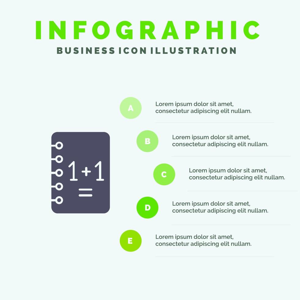 onderwijs notitieboekje kladblok 11 solide icoon infographics 5 stappen presentatie achtergrond vector