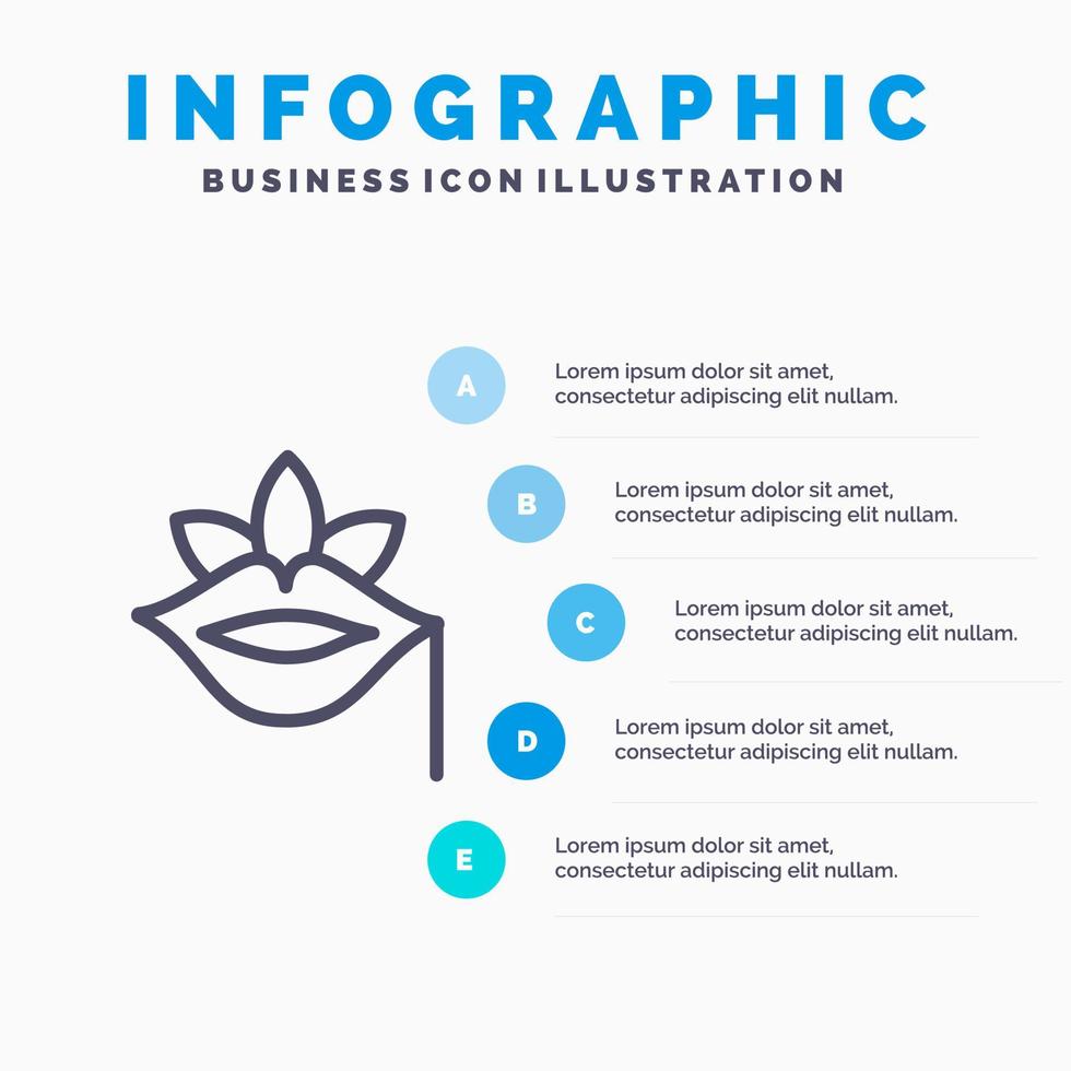 lippen bloem fabriek roos voorjaar lijn icoon met 5 stappen presentatie infographics achtergrond vector