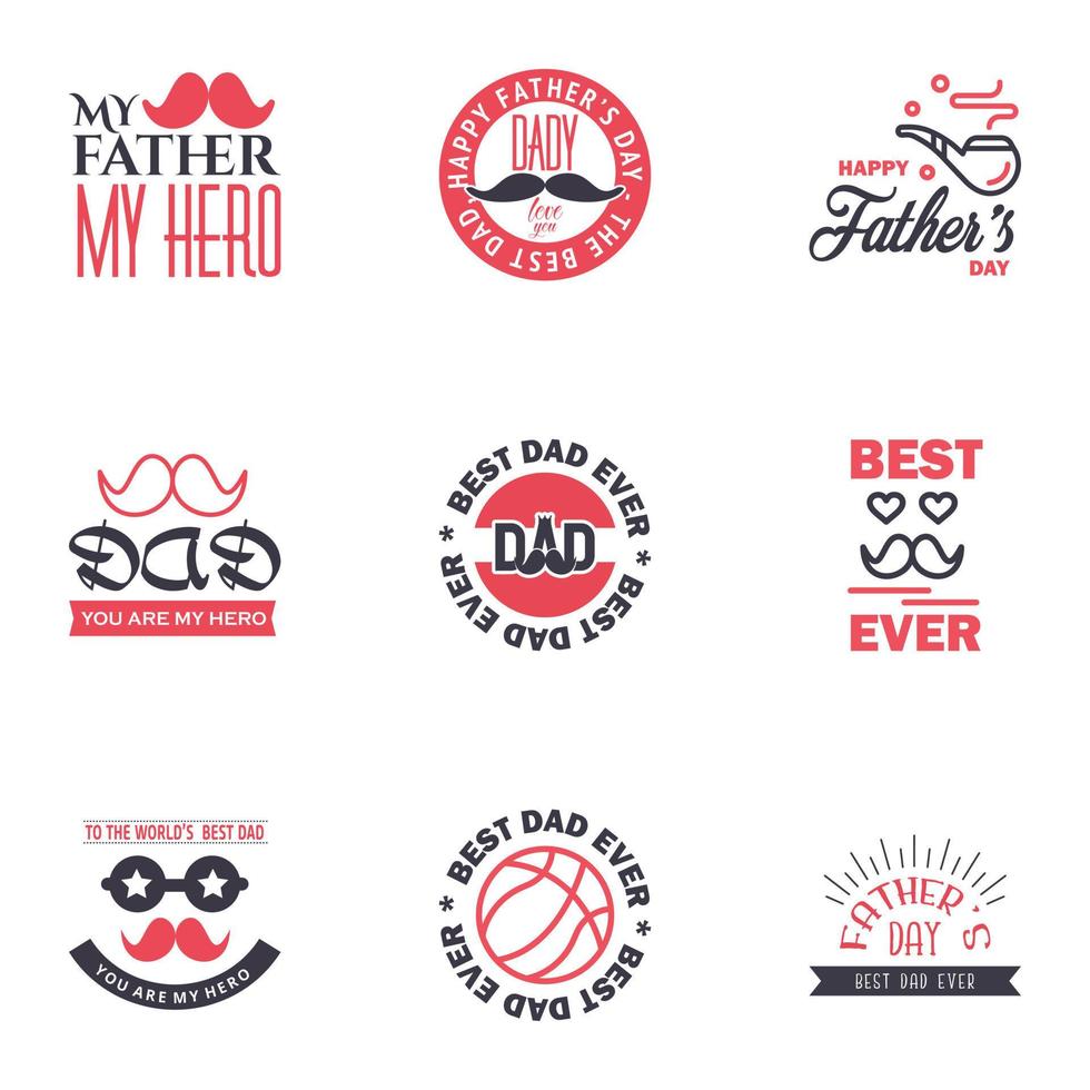 gelukkig vaders dag 9 zwart en roze typografie reeks vector typografie wijnoogst belettering voor groet kaarten banners t-shirt ontwerp u zijn de het beste vader bewerkbare vector ontwerp elementen