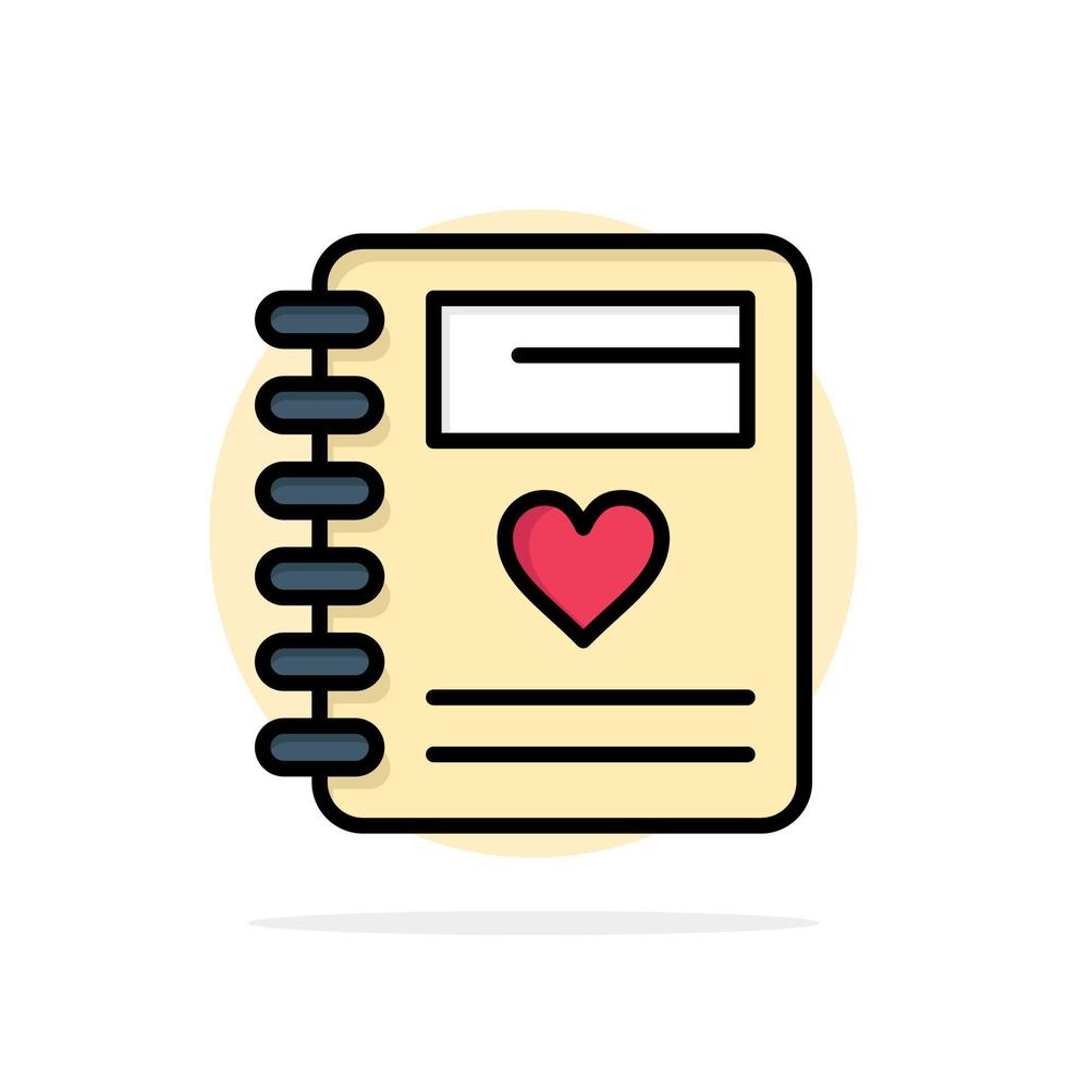 notitieboekje liefde hart bruiloft abstract cirkel achtergrond vlak kleur icoon vector