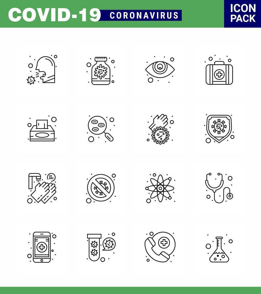 25 coronavirus noodgeval iconset blauw ontwerp zo net zo servet medisch geneeskunde uitrusting oogheelkunde virale coronavirus 2019november ziekte vector ontwerp elementen