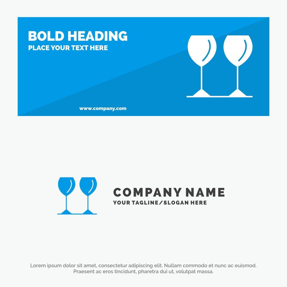 glas bril drinken hotel solide icoon website banier en bedrijf logo sjabloon vector