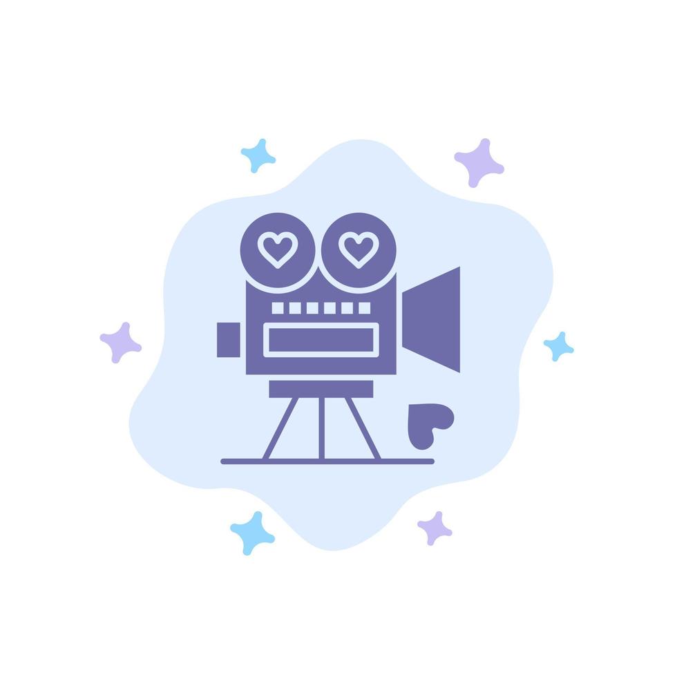 camera film video camera liefde Valentijn blauw icoon Aan abstract wolk achtergrond vector