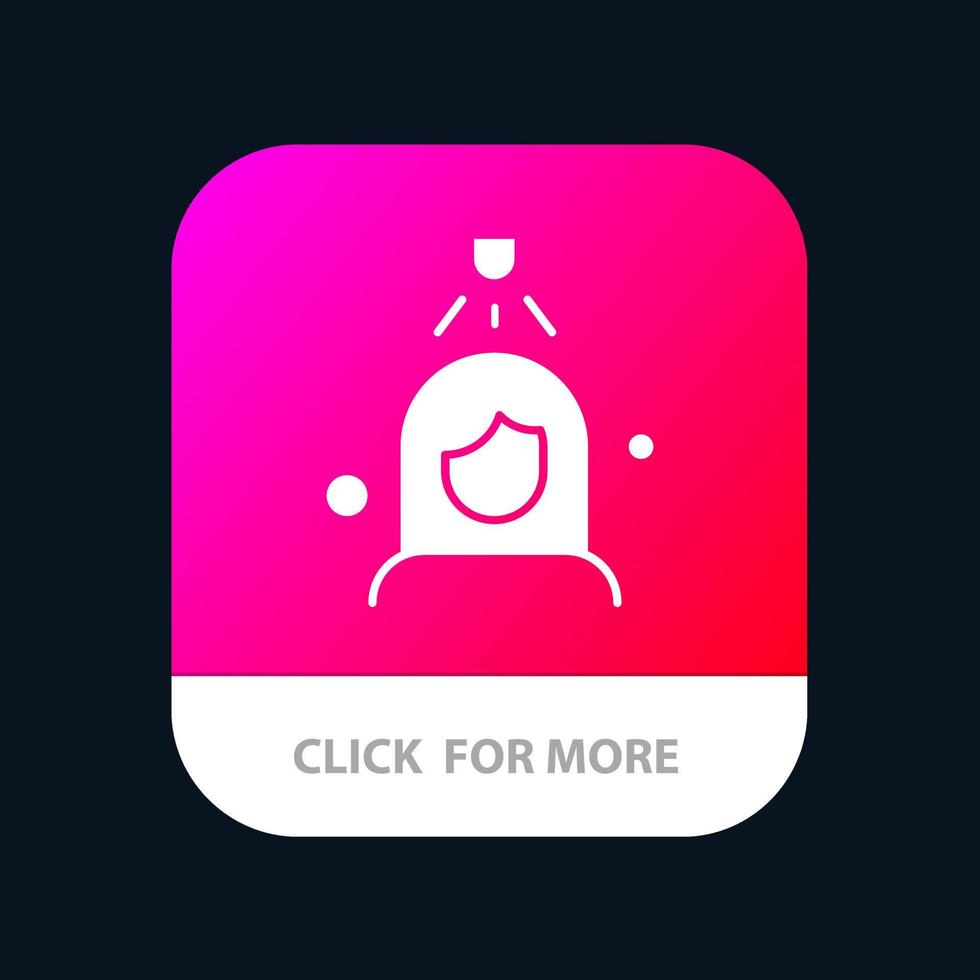vrouw douche wassen schoonmaak mobiel app knop android en iOS glyph versie vector