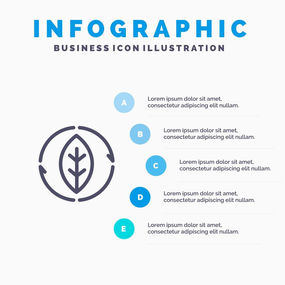 energie groen bron macht lijn icoon met 5 stappen presentatie infographics achtergrond vector