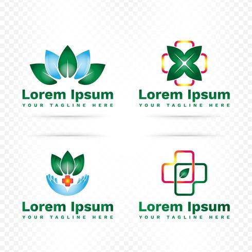 Geneeskunde en apotheek moderne Logo ontwerpset vector