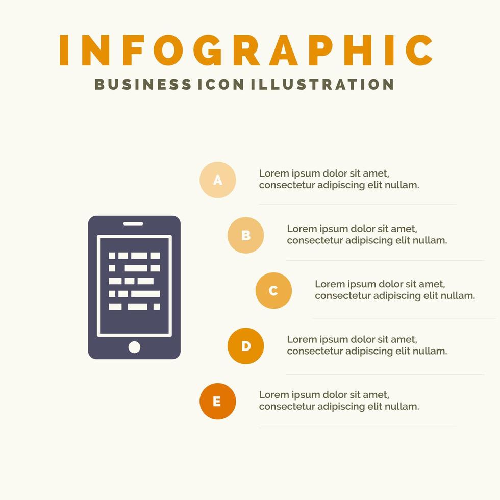 mobiel lezen gegevens beveiligen e aan het leren solide icoon infographics 5 stappen presentatie achtergrond vector