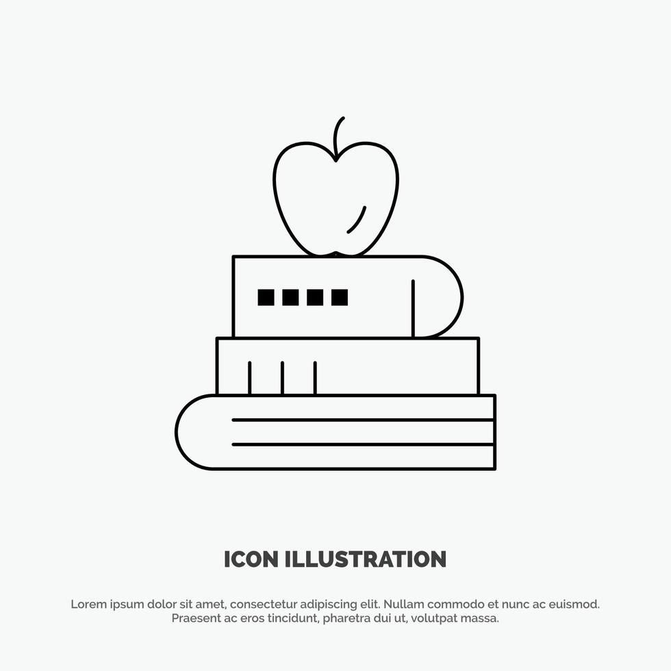 boek pen voedsel onderwijs vector lijn icoon
