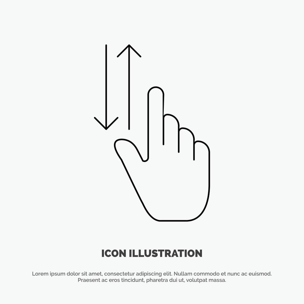vinger gebaren hand- omhoog naar beneden lijn icoon vector
