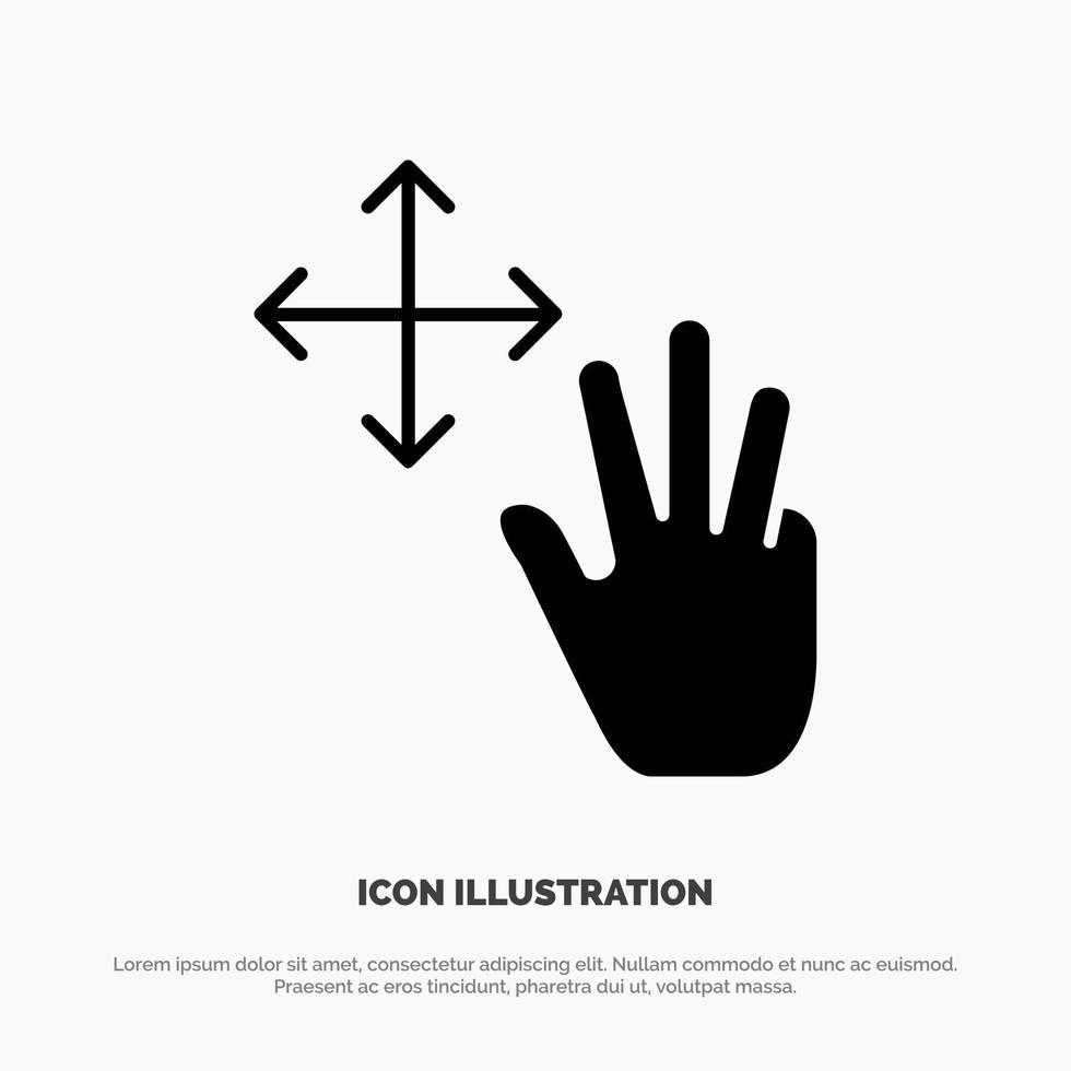 drie vinger gebaren houden solide glyph icoon vector