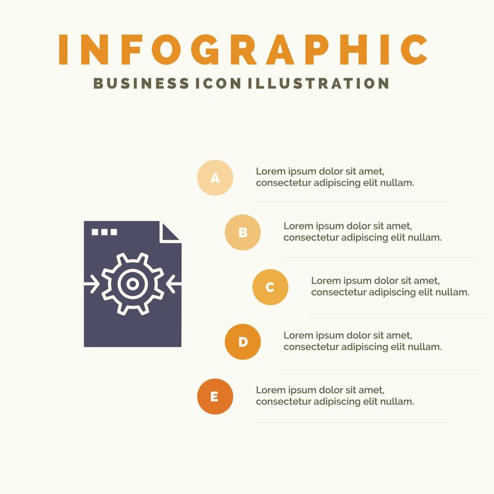 het dossier uitrusting instelling pijl infographics presentatie sjabloon 5 stappen presentatie vector
