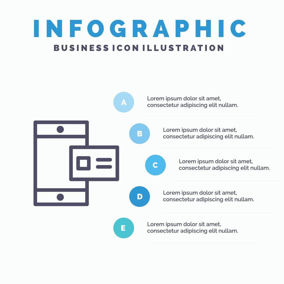 mobiel online krijt profiel lijn icoon met 5 stappen presentatie infographics achtergrond vector