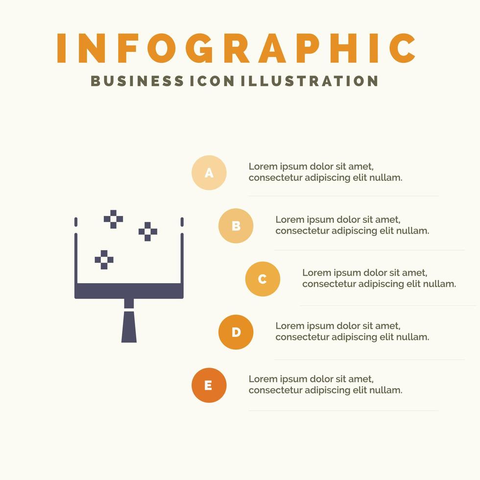 bezem stoffer vegen solide icoon infographics 5 stappen presentatie achtergrond vector