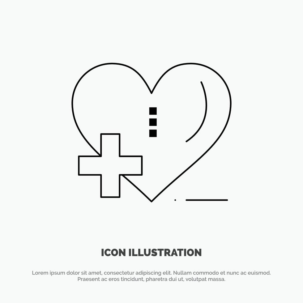 liefde gezondheidszorg ziekenhuis hart zorg lijn icoon vector