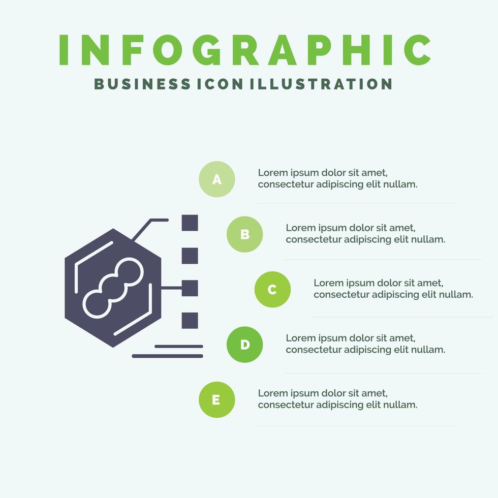 bacterie biochemisch examen het formulier leven solide icoon infographics 5 stappen presentatie achtergrond vector