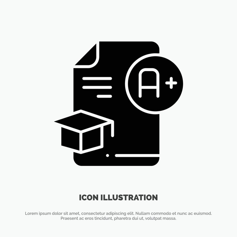document pet onderwijs diploma uitreiking een solide glyph icoon vector